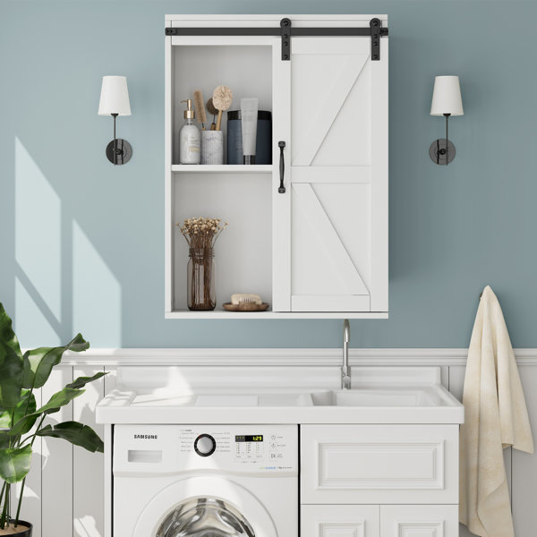 Gracie Oaks Lillain 21.6" W Wall Mounted Bathroom Sliding Barn